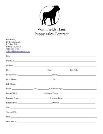 puppy sale contract
